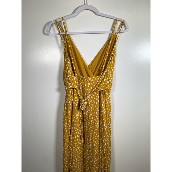 Forever 21 NWT Woven Cutout Long Dress in spotted Mustard Spring Summer - Picture 8 of 15
